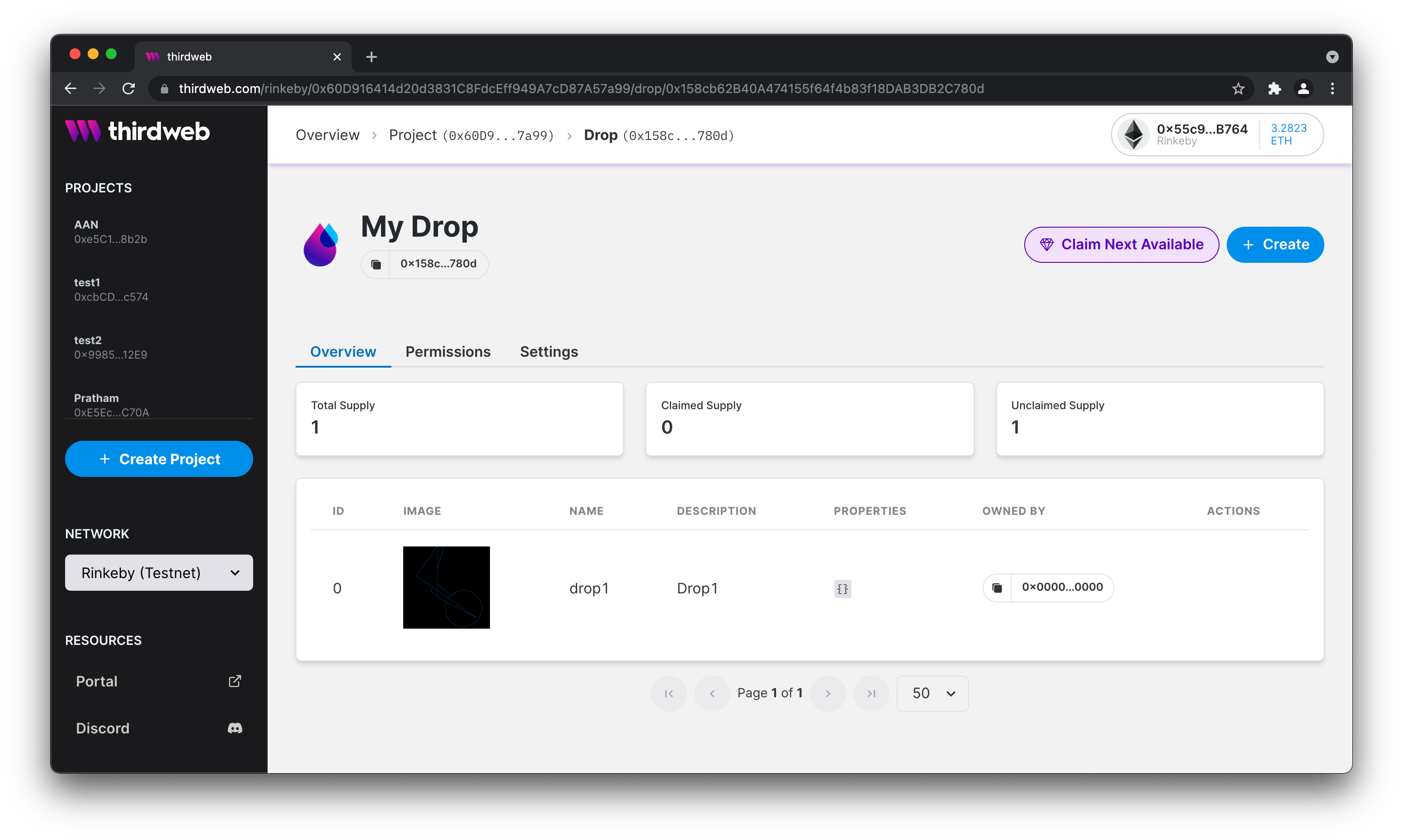 Drop is created