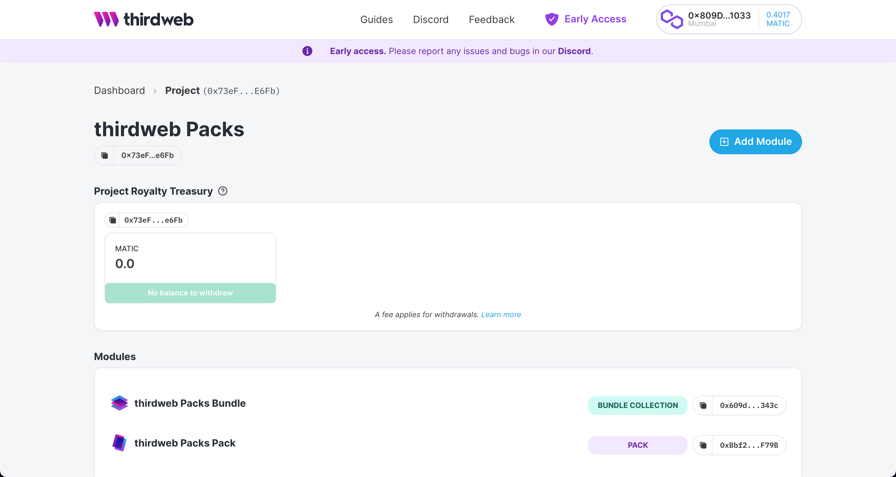 thirdweb Packs Project