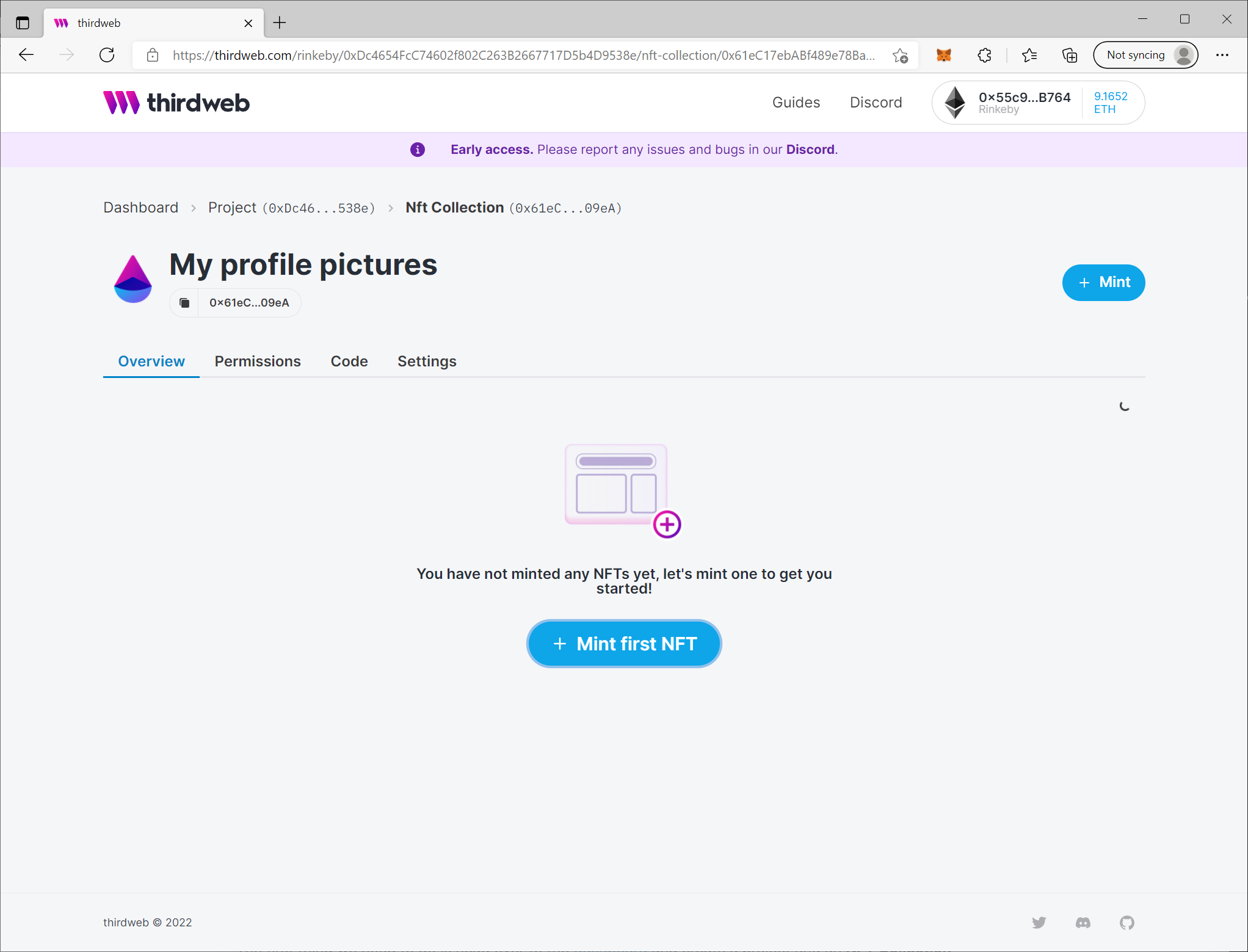 An empty NFT Collection Module