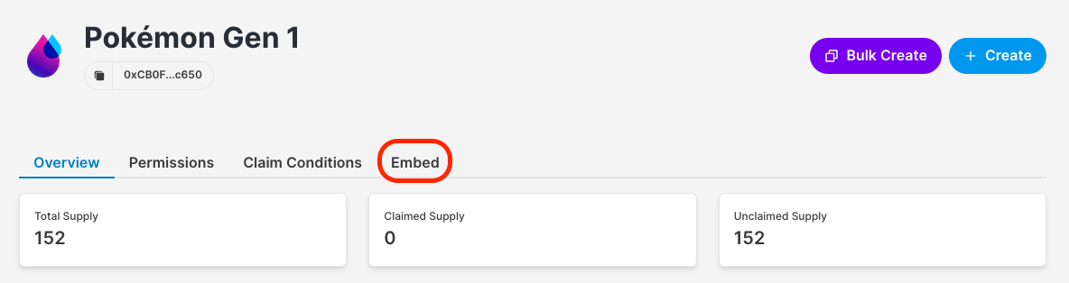 Embed tab