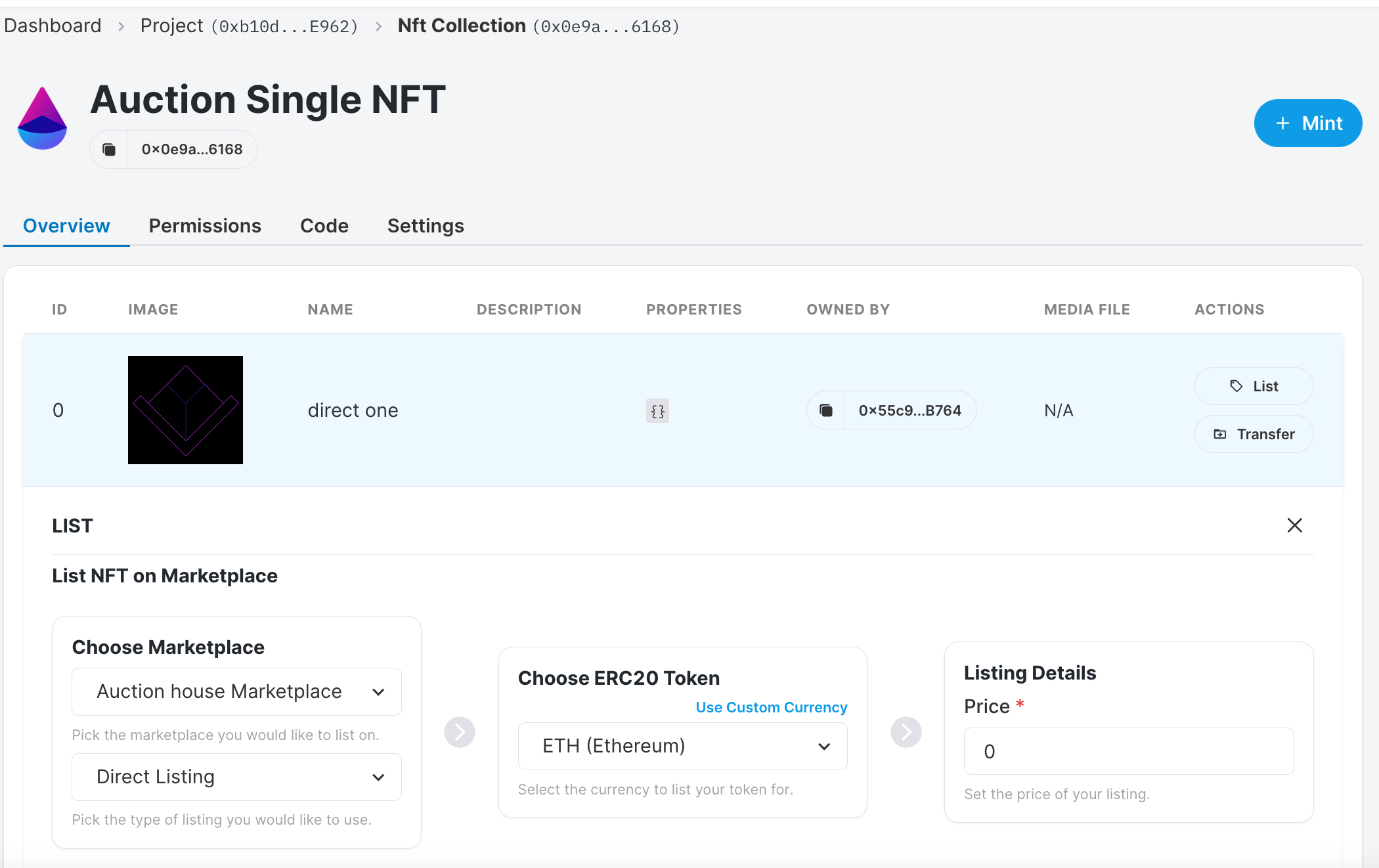 List an NFT